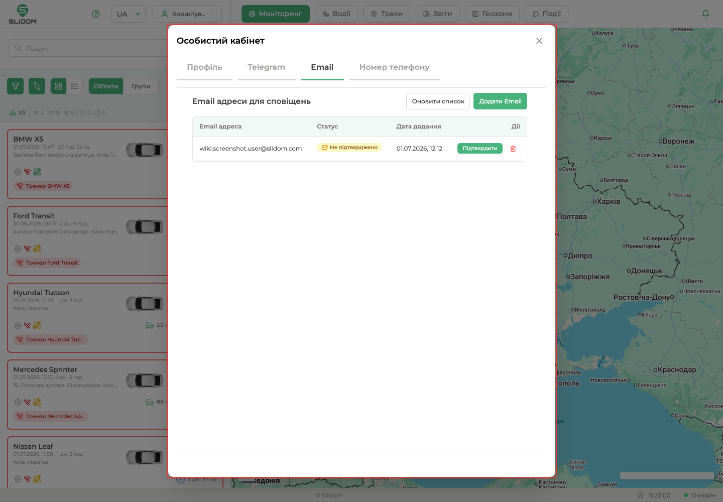 Email для сповіщень